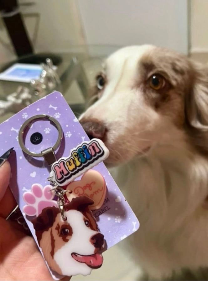 Llavero con la ilustración personalziada de Muffin un Border Collie