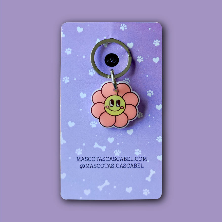Plaquita para gato "Flor rosa para Gatito"