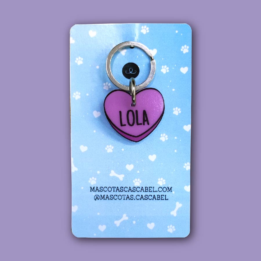 Plaquita para gato "Corazón Nombre"