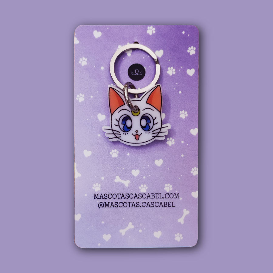 Plaquita para gato "Luna Sailor Moon Blanca"