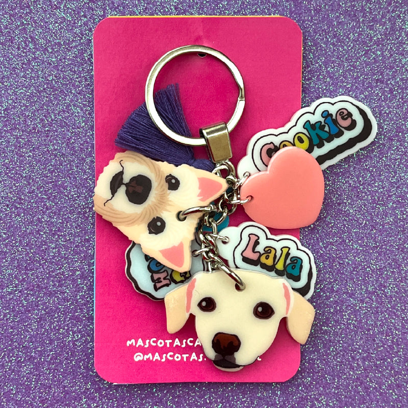 Llavero personalizado con la ilustración de 2 perros