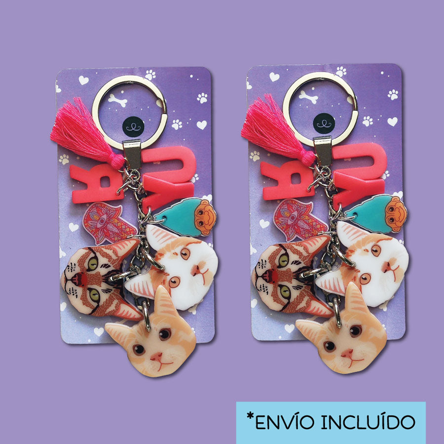 2 Llaveros Personalizados "3 mascotas"