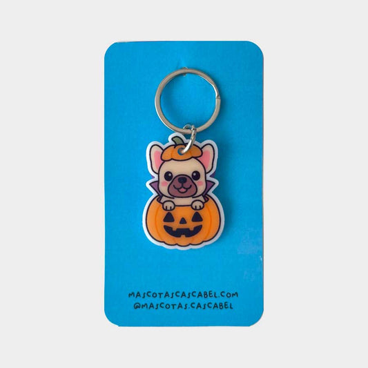 Plaquita para perro "Perrito Calabaza Frenchie"