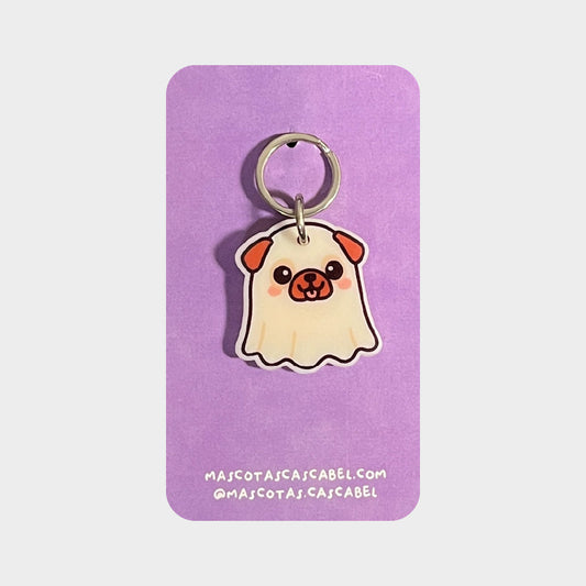 Plaquita para perro "Perrito Fantasma Pug"