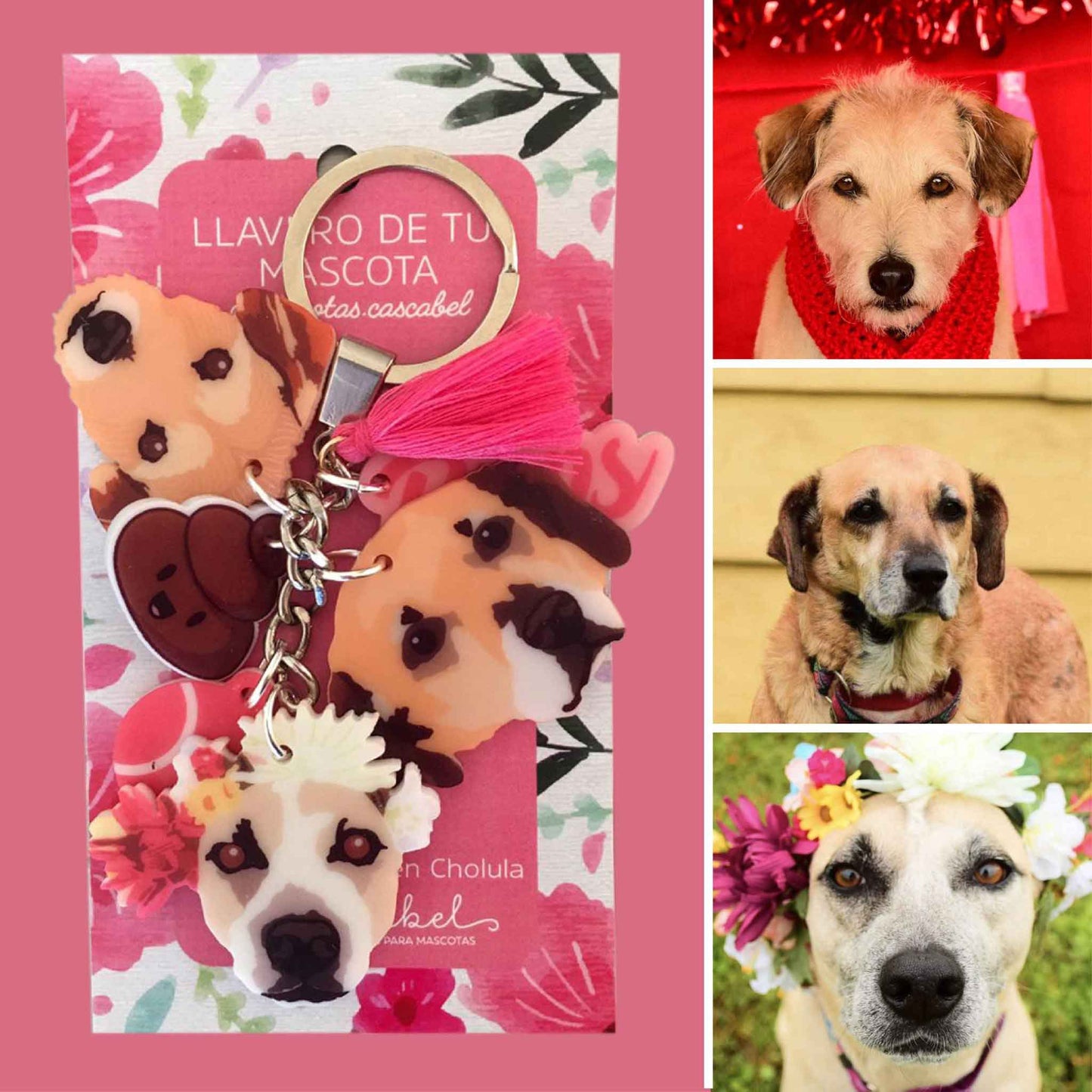 Llavero de tus Mascotas "Tres Caritas"
