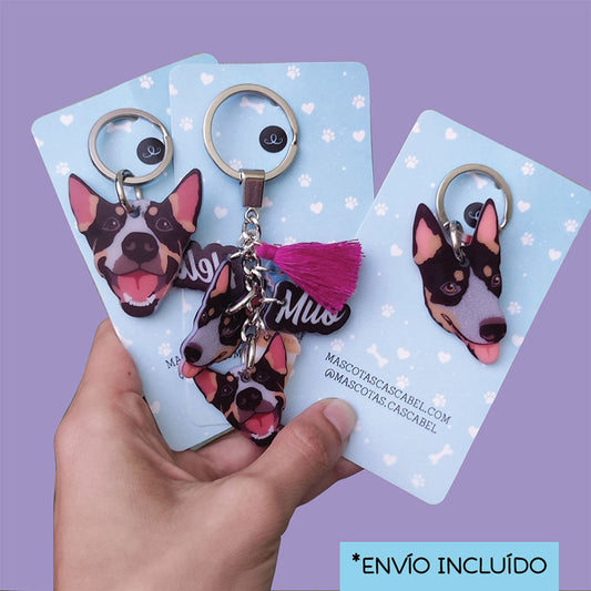 Llavero + 2 Plaquitas Personalizados "2 mascotas"