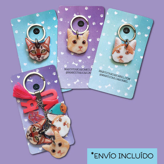 Llavero + 3 Plaquitas Personalizados "3 mascotas"