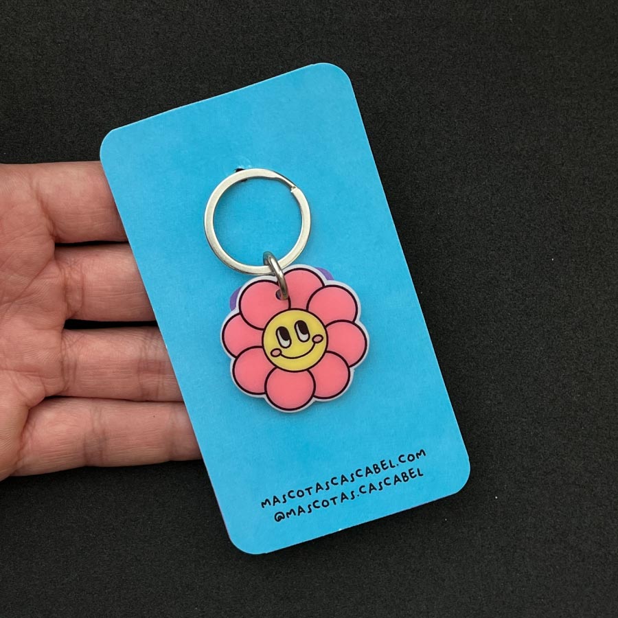 Placa para perro "Flor Rosa"