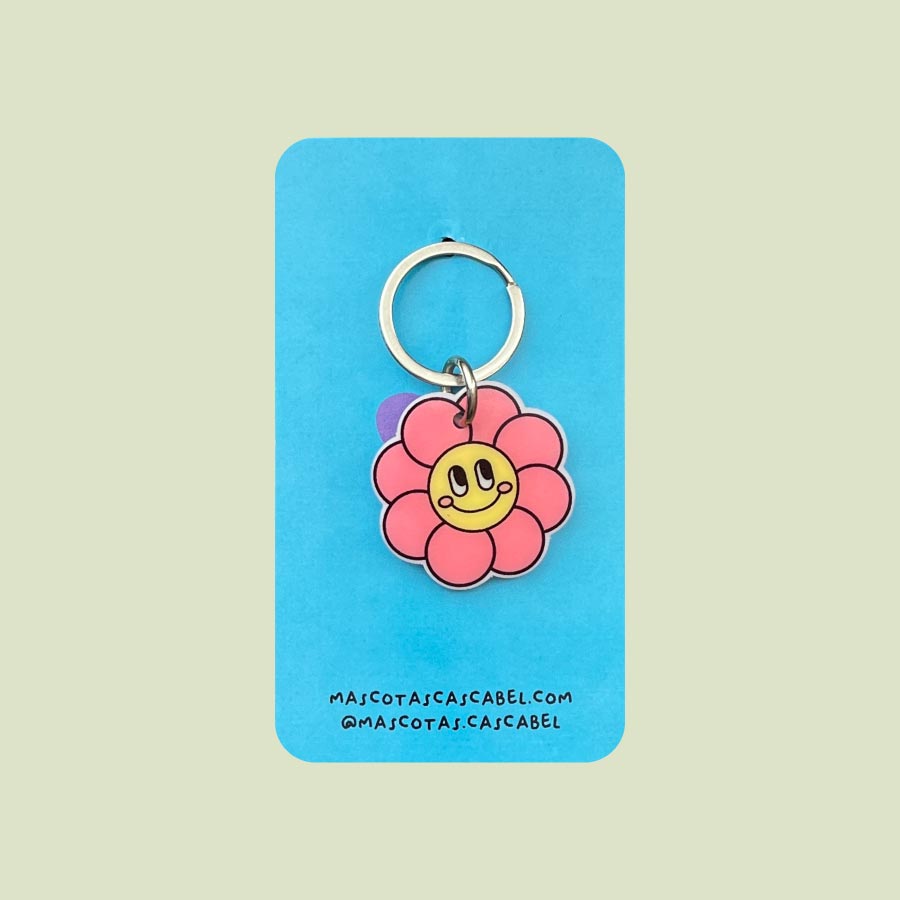 Placa para perro "Flor Rosa"