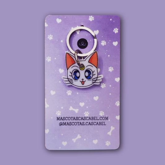 Plaquita para gato "Luna Sailor Moon Blanca"