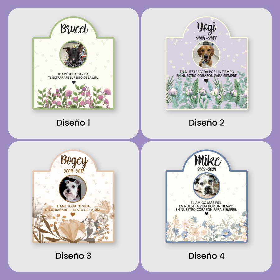 Placa conmemorativa con foto de tu mascota y espacio para el collar