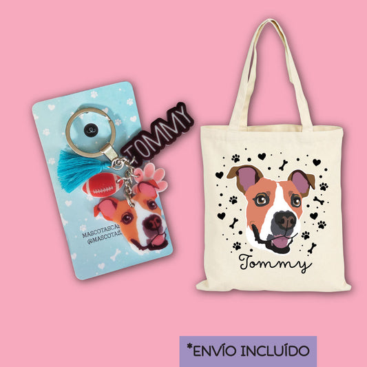 Llavero + Totebag personalizado "Una Mascota"