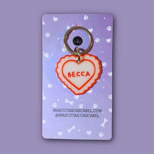 Placa ID para gato "Corazón Coquette"